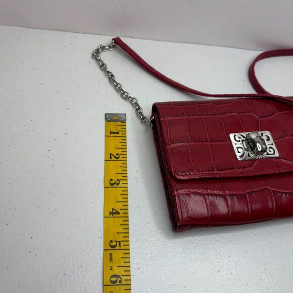 Brighton Lipstick Red Croc Leather Crossbody Bag Womens Chain Designer Purse - Picture 12 of 12
